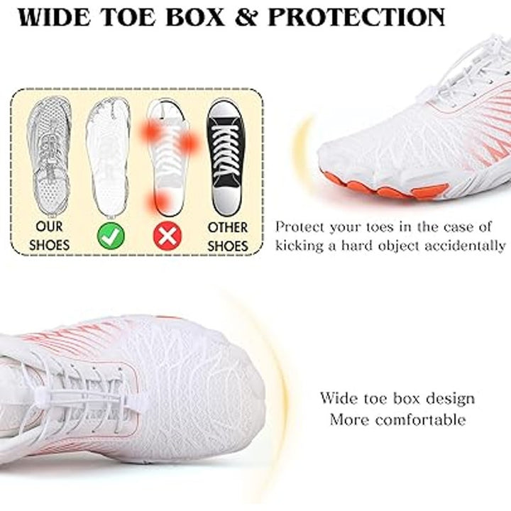 New HiGropcore Womens Size 6 White Orange Lace Up Breatheable Barefoot Shoes
