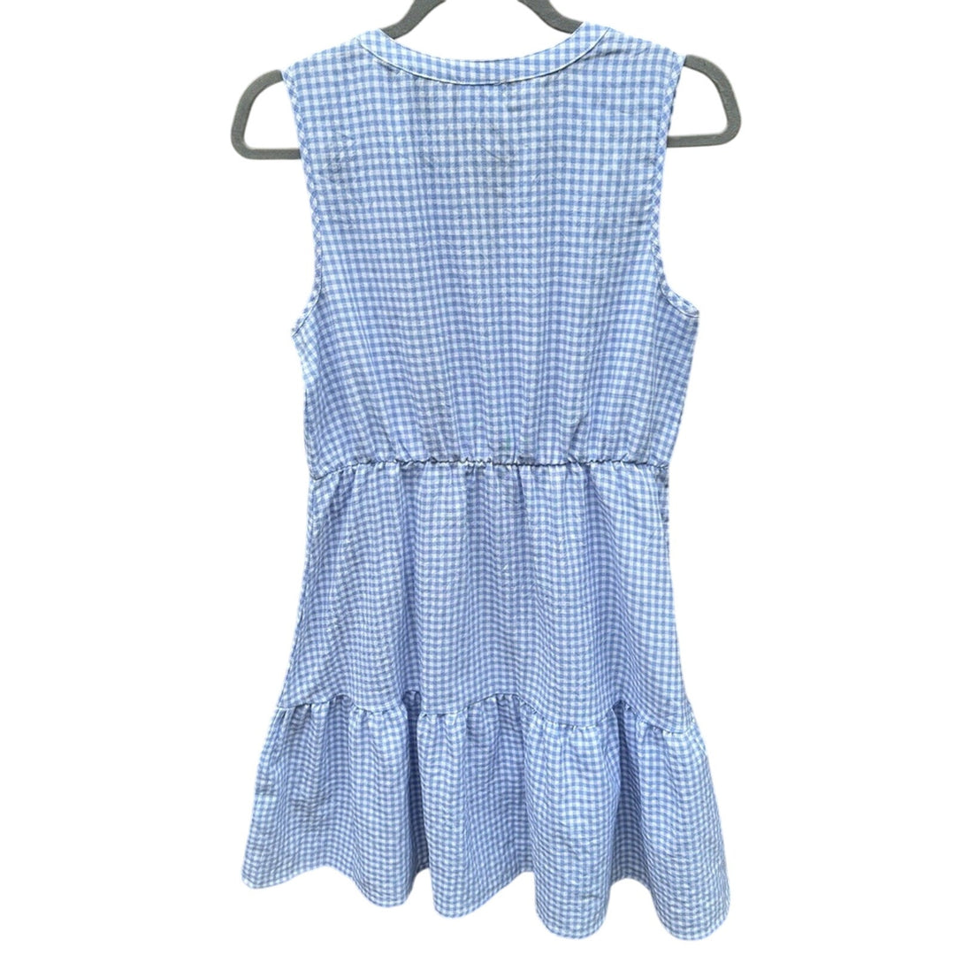 NWT New Sirenlily Womens Medium Gingham Sleeveless Front Button A Line Dress