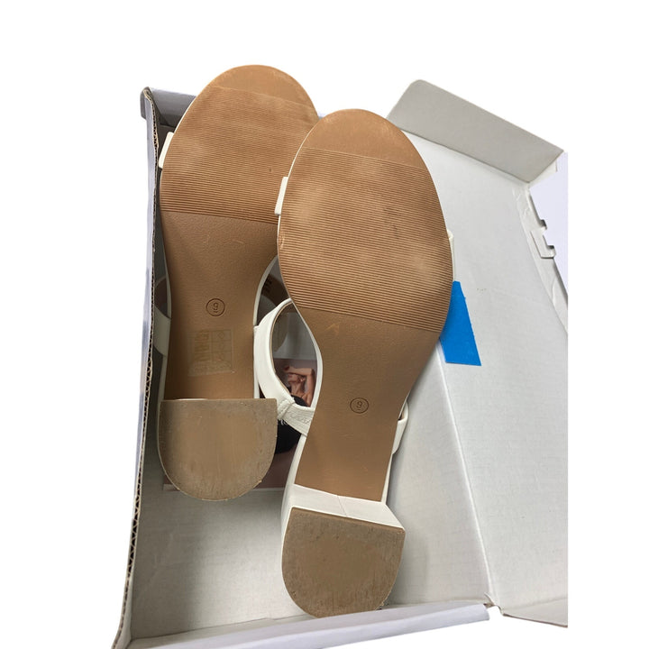 Dream Pairs Womens Size 9 White Open Toe 2.5" Chunky Block Heels Slide On Shoes