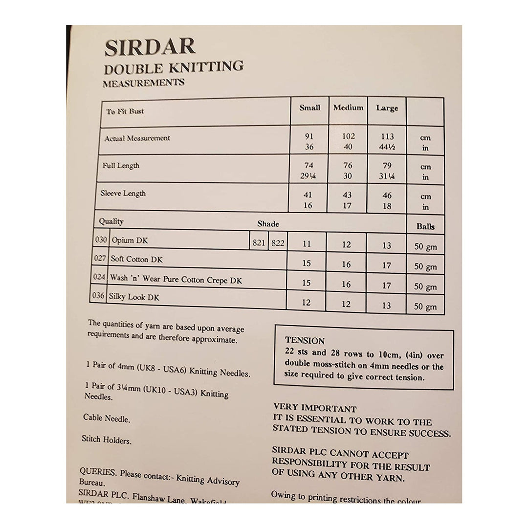 New Sirdar 5174 Opium Double Knitting Textured Pullover Sweater Pattern