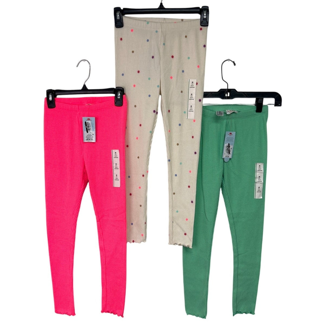3 NWT New Cat &amp; Jack Girls Medium (8) Polyester Blend Ribbed Polka Dot Leggings