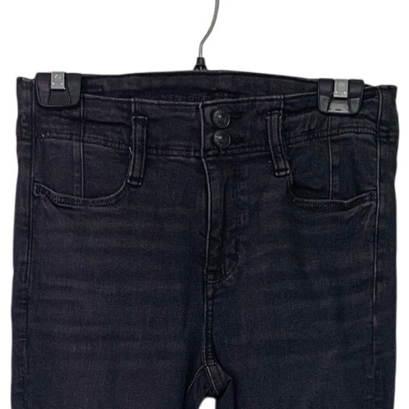 New American Eagle Womens Size 4 Regular High Rise Skinny Kick Denim Black Jeans