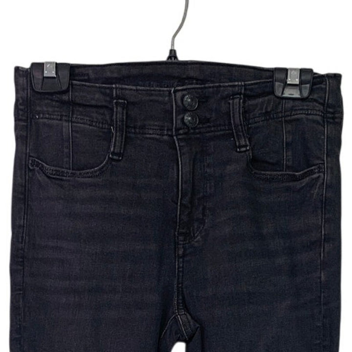 New American Eagle Womens Size 4 Regular High Rise Skinny Kick Denim Black Jeans