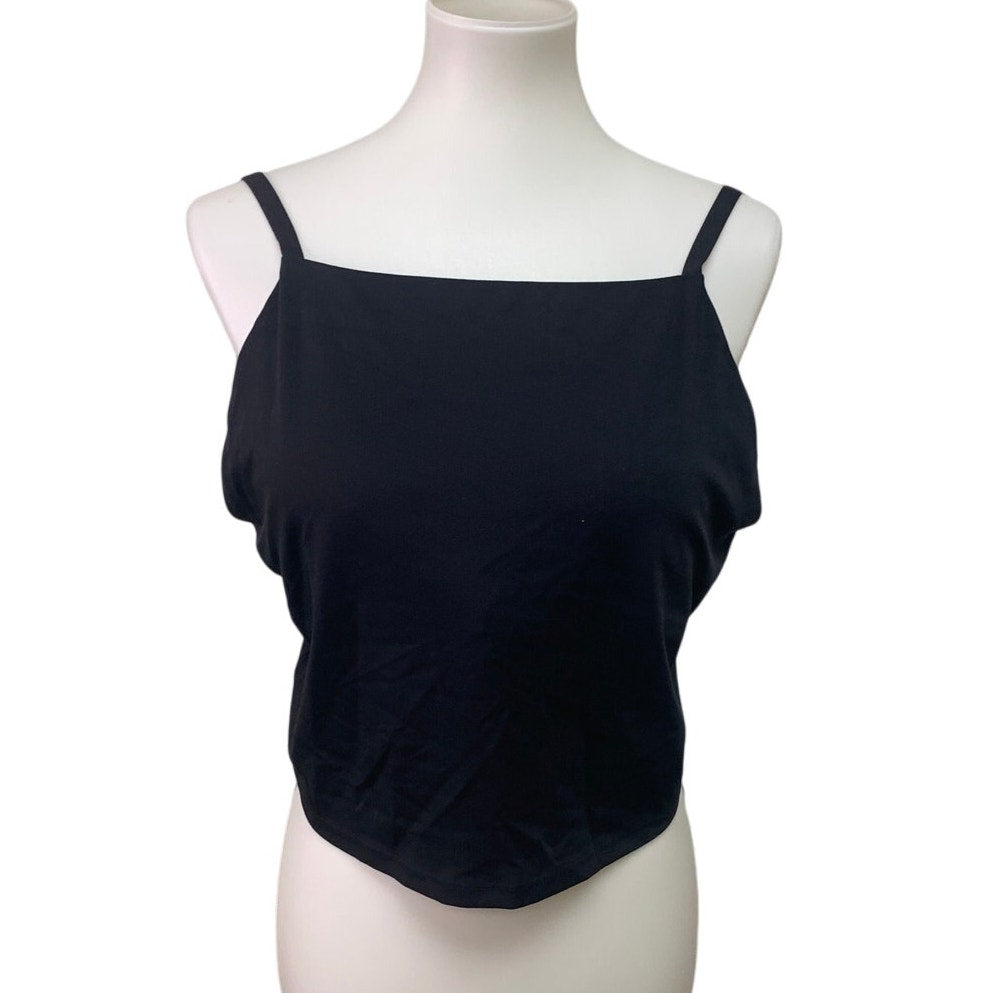 New American Eagle Womens XXL Black Thin Strap Padded Shelf Bra Cropped Swim Top
