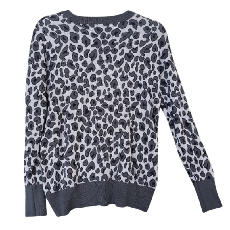 New Isaac Mizrahi Womens Small Leopard Print Long Sleeve Knit Sweater