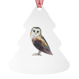 Woodland Barn Owl Metal Ornament, Holiday Decor, Bird Lover Gift, Nature Decoration, Christmas Tree Ornament, Home Decor