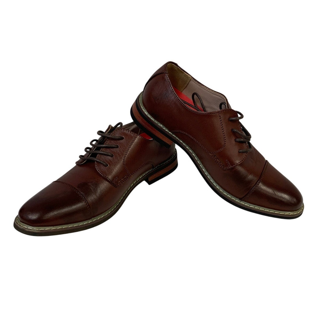 Bruno Marc Mens Size 6.5 Wide Brown Oxford Lace Up Round Toe Dress Shoes