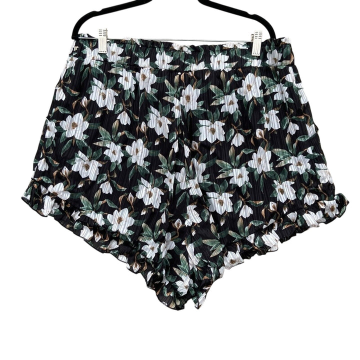NEW New Mi Ami Francescas Womens 1X 100% Polyester Floral Ruffled Lined Shorts