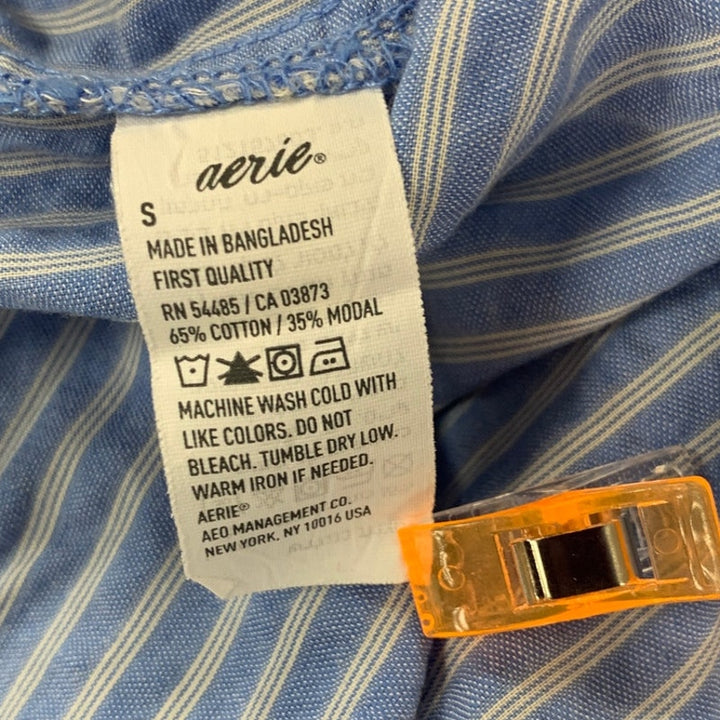 2 New Aerie Womens Small Long Sleeve Striped Button Up Shirt Ribbed Tops