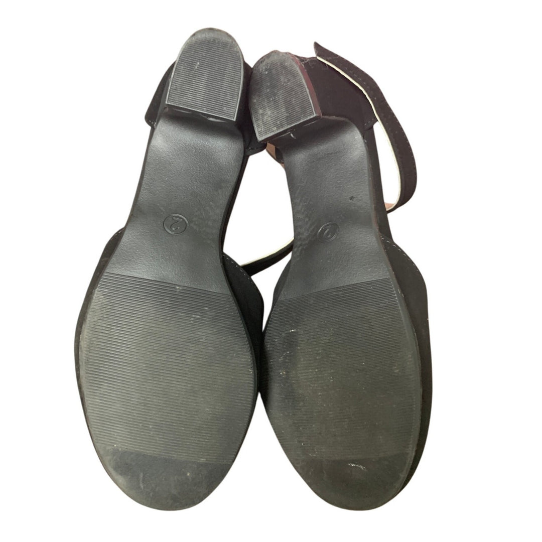 Laurmosa Big Girls Size 2 Black Faux Suede Closed Toe Ankle Strap 2" Heel Shoes