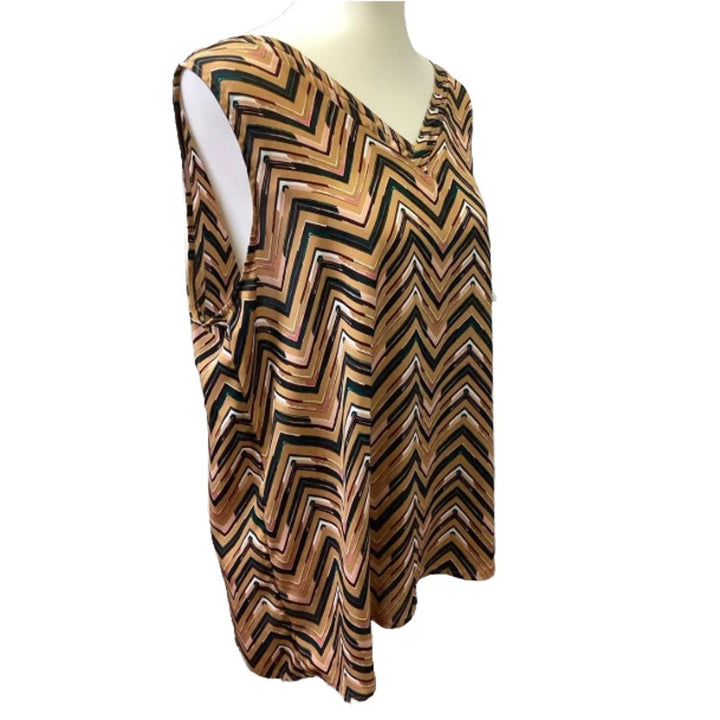 Maurices Womens XXL Sleeveless Polyester Chevron Stripe V-Neck Flowy Tank Top
