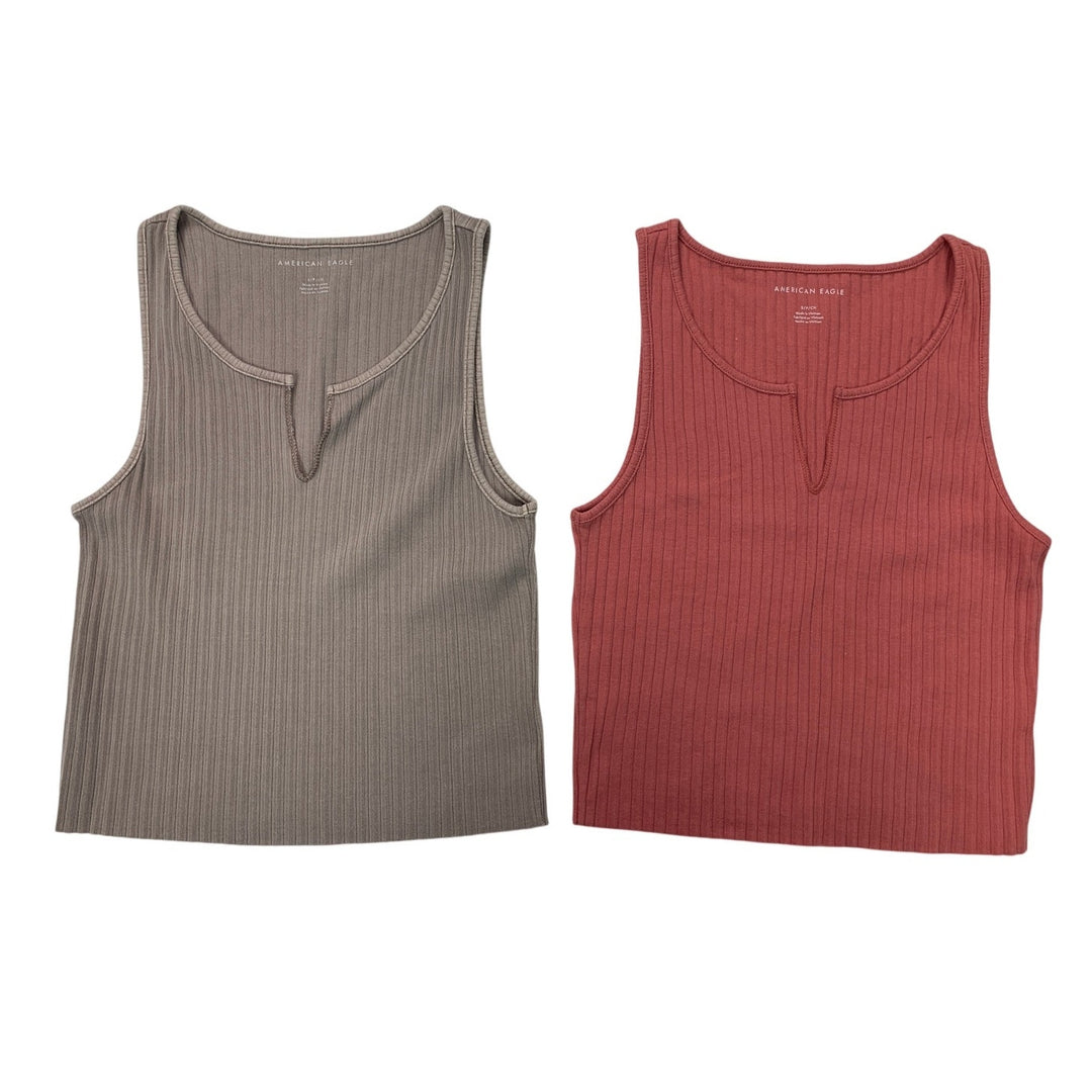 2 New American Eagle Womens Small Ripped V Neck Sleeveless Tank Top