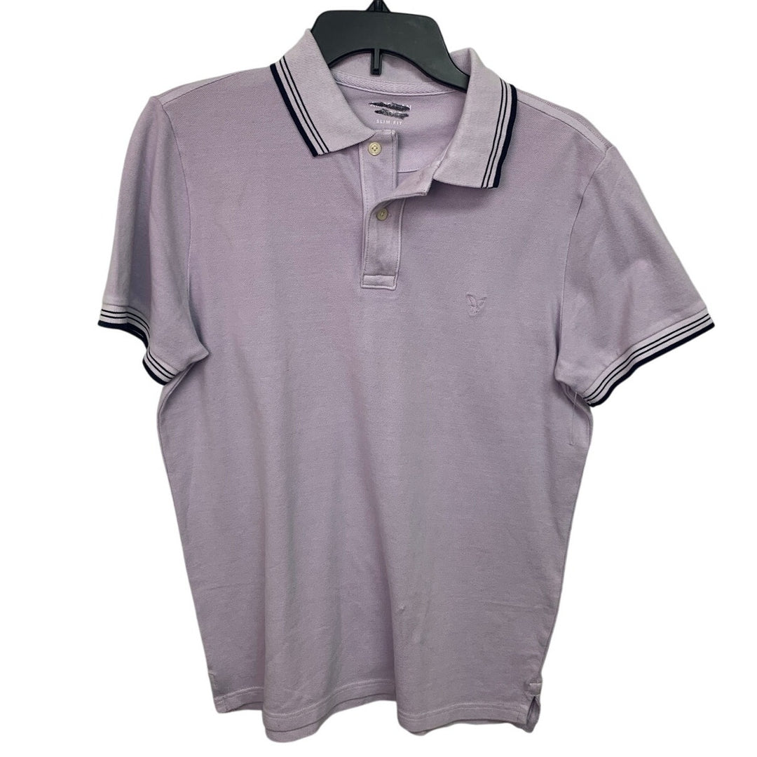 2 New American Eagle Mens Medium Slim Fit Collared Short Sleeve Polo Shirts