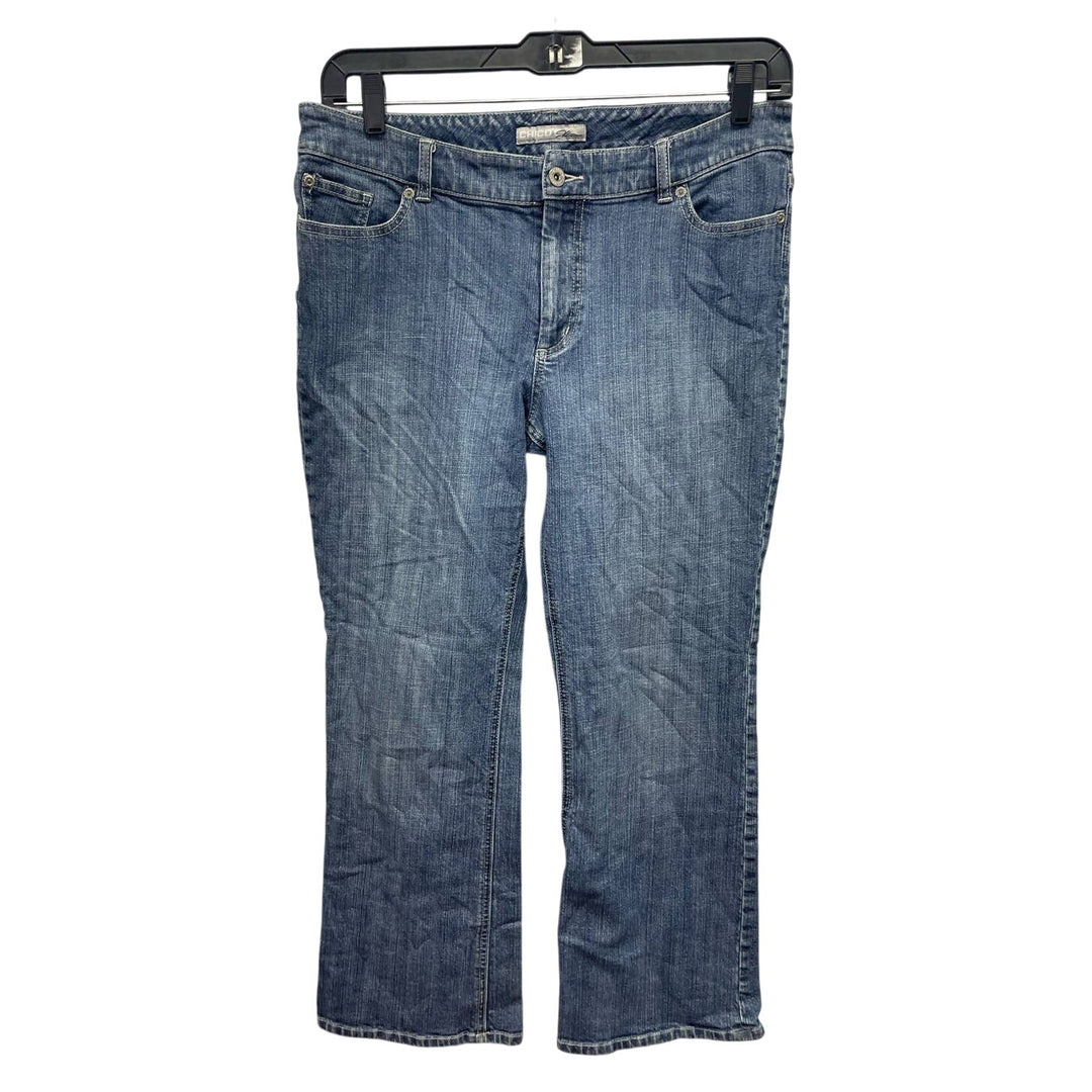 Chicos Platinum Size 2.5 Short Large 14 Stretch Cotton Straight Leg Denim Jeans