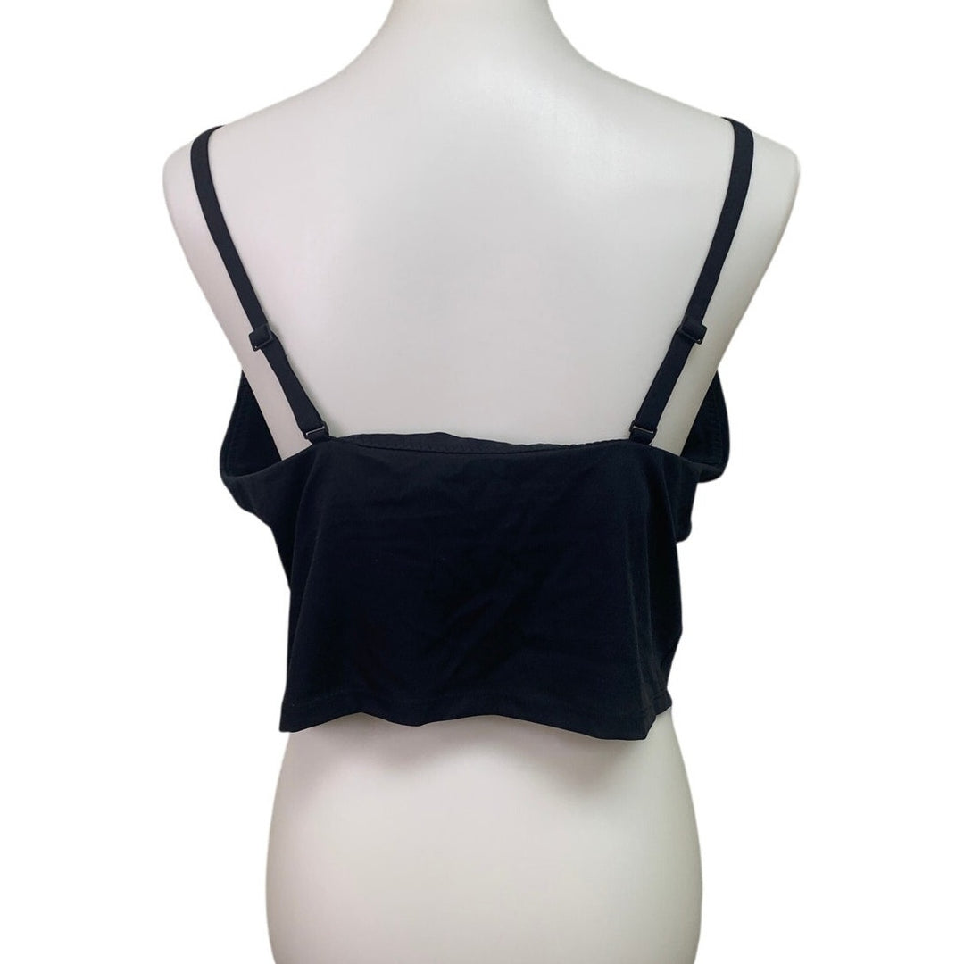 New American Eagle Womens XXL Black Thin Strap Padded Shelf Bra Cropped Swim Top