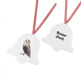 Woodland Barn Owl Metal Ornament, Holiday Decor, Bird Lover Gift, Nature Decoration, Christmas Tree Ornament, Home Decor