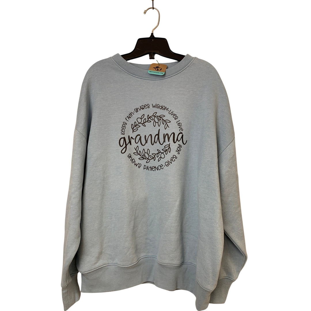 New Hand Printed Womens Medium Grandma Love Joy Patience Long Sleeve Sweatshirt