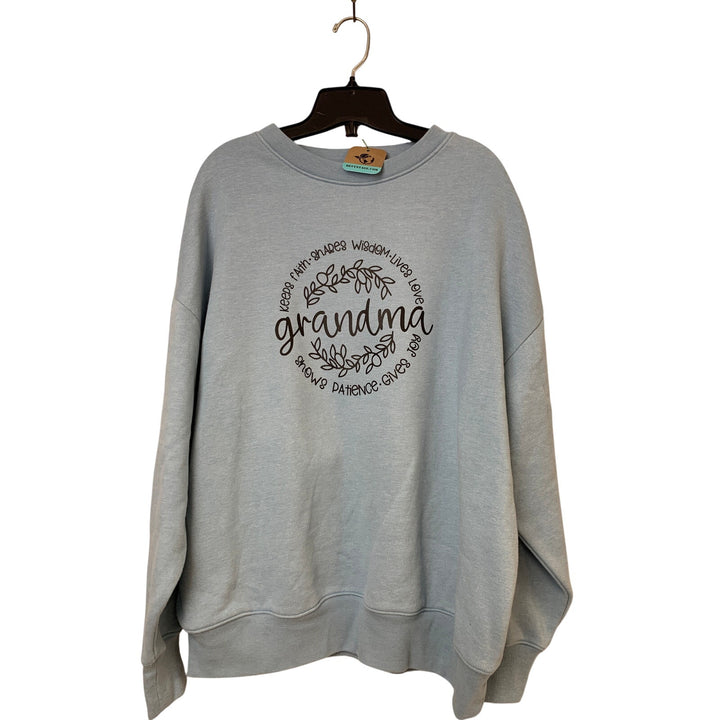 New Hand Printed Womens Medium Grandma Love Joy Patience Long Sleeve Sweatshirt