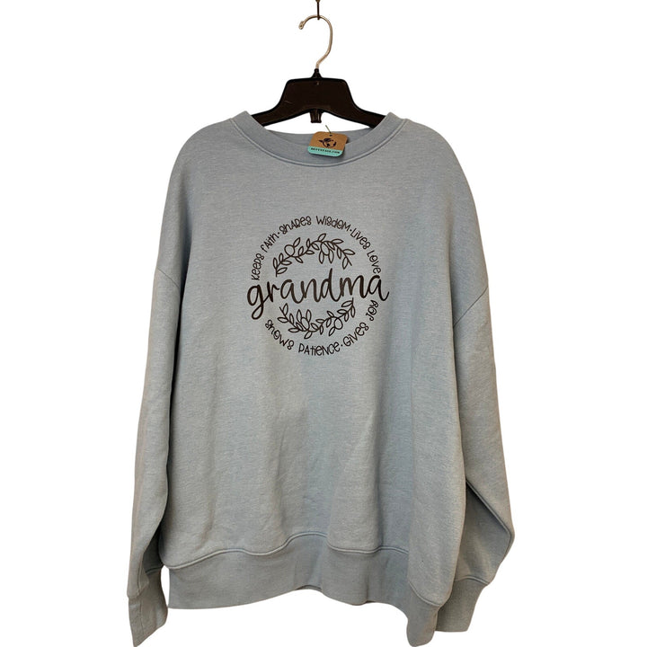 New Hand Printed Womens Medium Grandma Love Joy Patience Long Sleeve Sweatshirt
