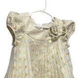 Jessica Ann Girls Size 4 Sleeveless Gold Metallic Polka Dot Pleated Formal Dress