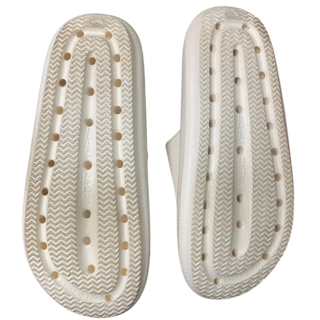 Joomra Womens Size 10 Cream Slide On Soft Flip Flop Wide Band Sandals Slippers