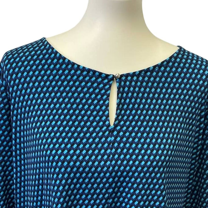 Dana Buchman XL Long Sleeve Polyester Blend Geometric Pattern Blouse Top