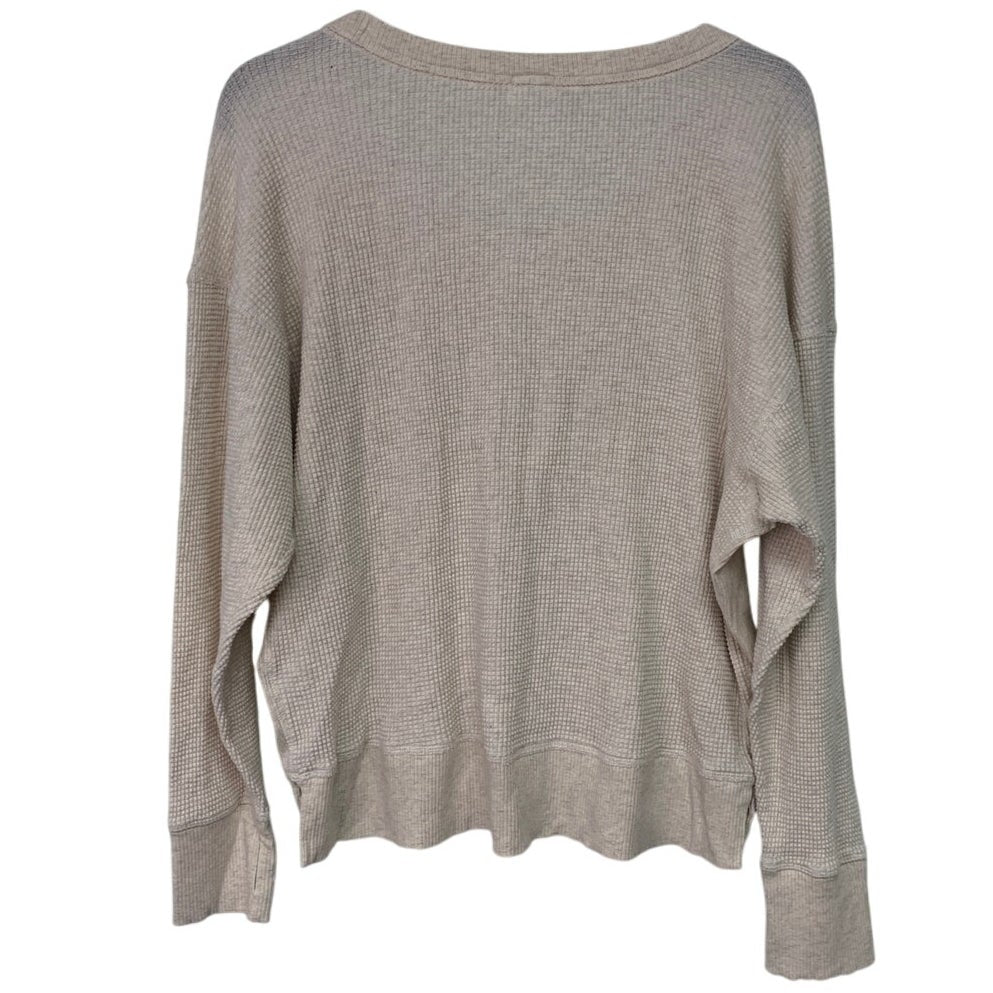 New Offline By Aerie Womens Small Off White Waffled Long Sleeve Sweatshirt