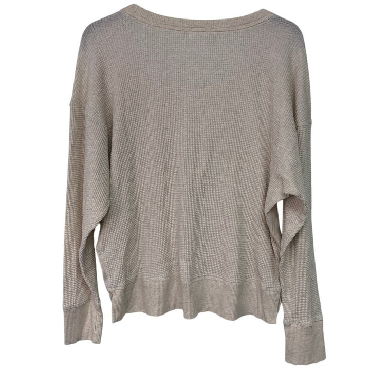 New Offline By Aerie Womens Small Off White Waffled Long Sleeve Sweatshirt