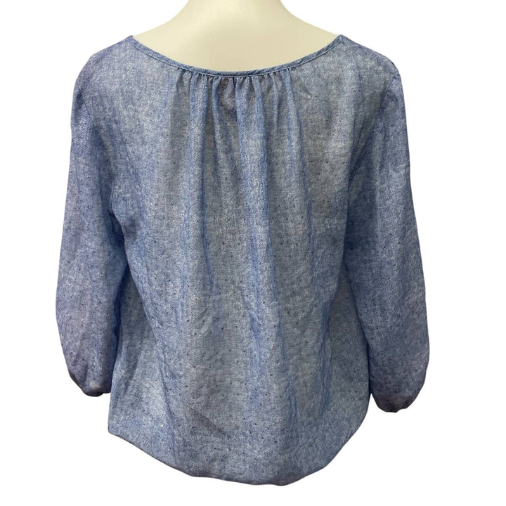 Ruby Rd. Womens Size 10 Sheer Sparkle Long Sleeve Elastic Waist Front Tie Blouse