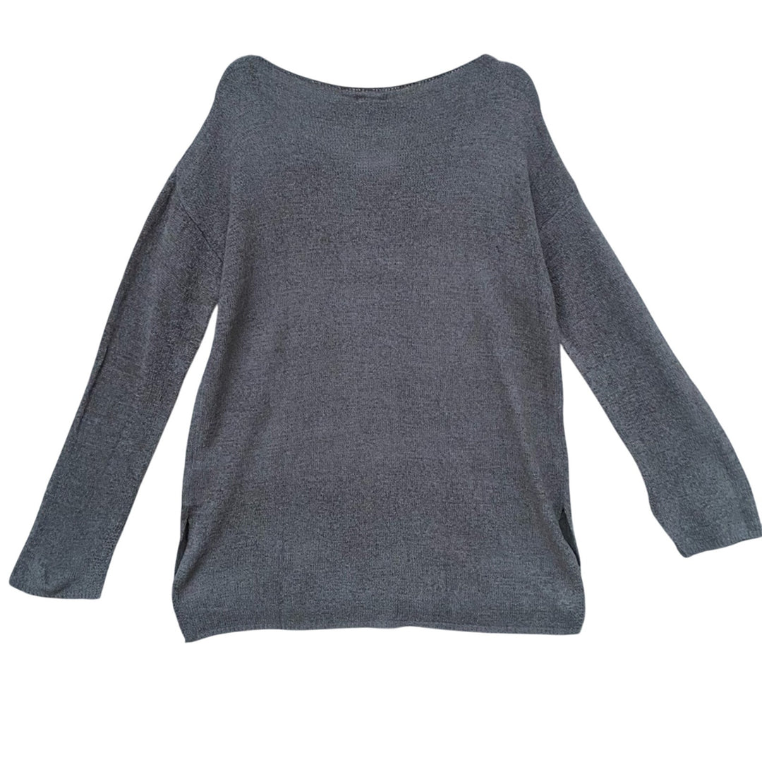 New Mitto Shop Womens Medium Olive Lightweight Long Sleeve Scoop Neck Sweater