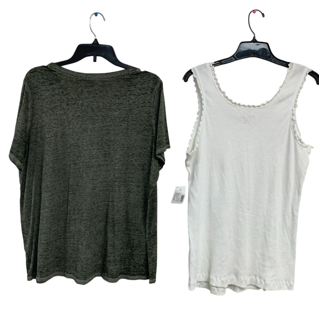 2 Cato Fashion Bug Womens 1X 18/20W Ribbed Tank Top Faith Short Sleeve Tee Shirt