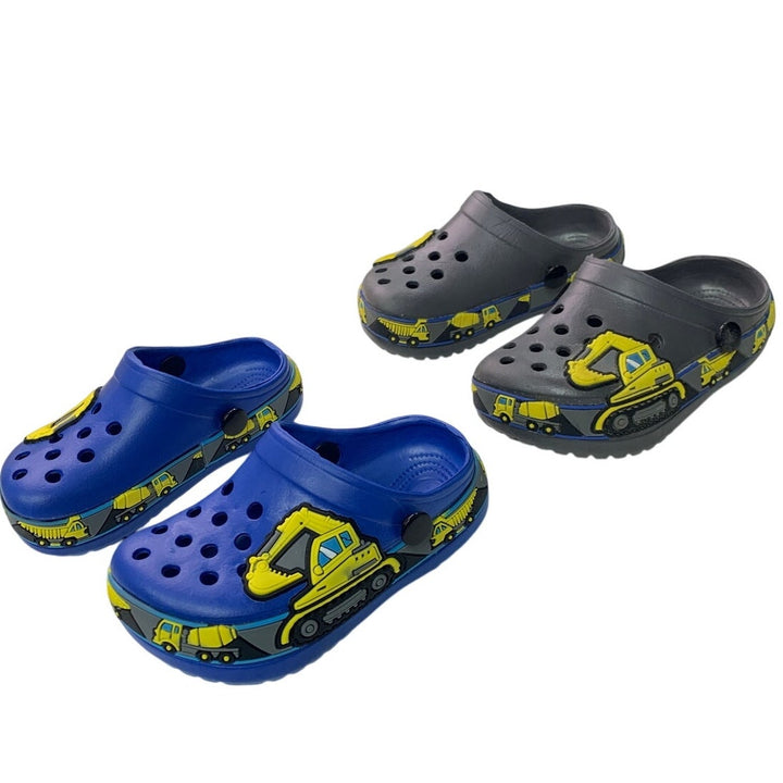 FolHaoth Toddler Boys Size 8/8.5 Clogs Cartoon Excavator Pattern Slip On Shoes