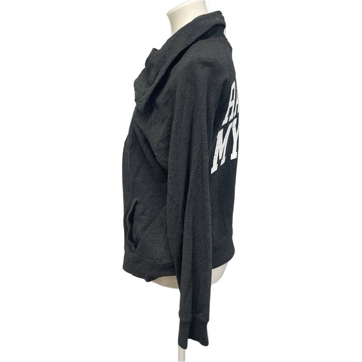 Hand Printed Upcycled Womens XL Raising My Dog Asymmetrical Zp Warm Jacket