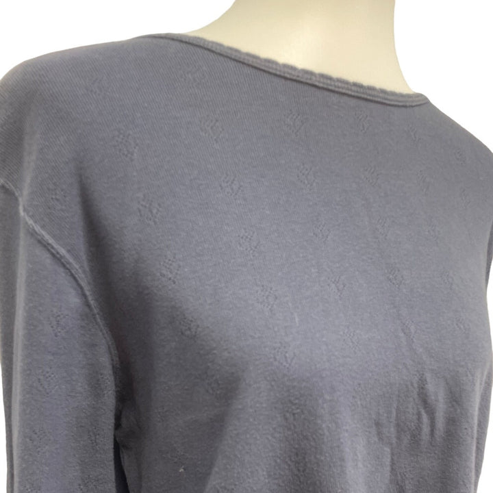 Eddie Bauer Womens Large Navy Blue 100% Cotton Long Sleeve Crew Neck Shirt