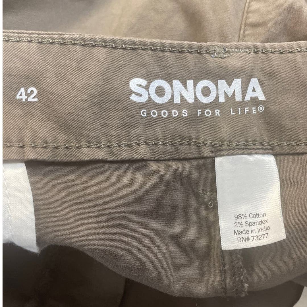 Sonoma Goods for Life Mens Size 42 Brown Khaki Stretch Cotton Everyday Shorts