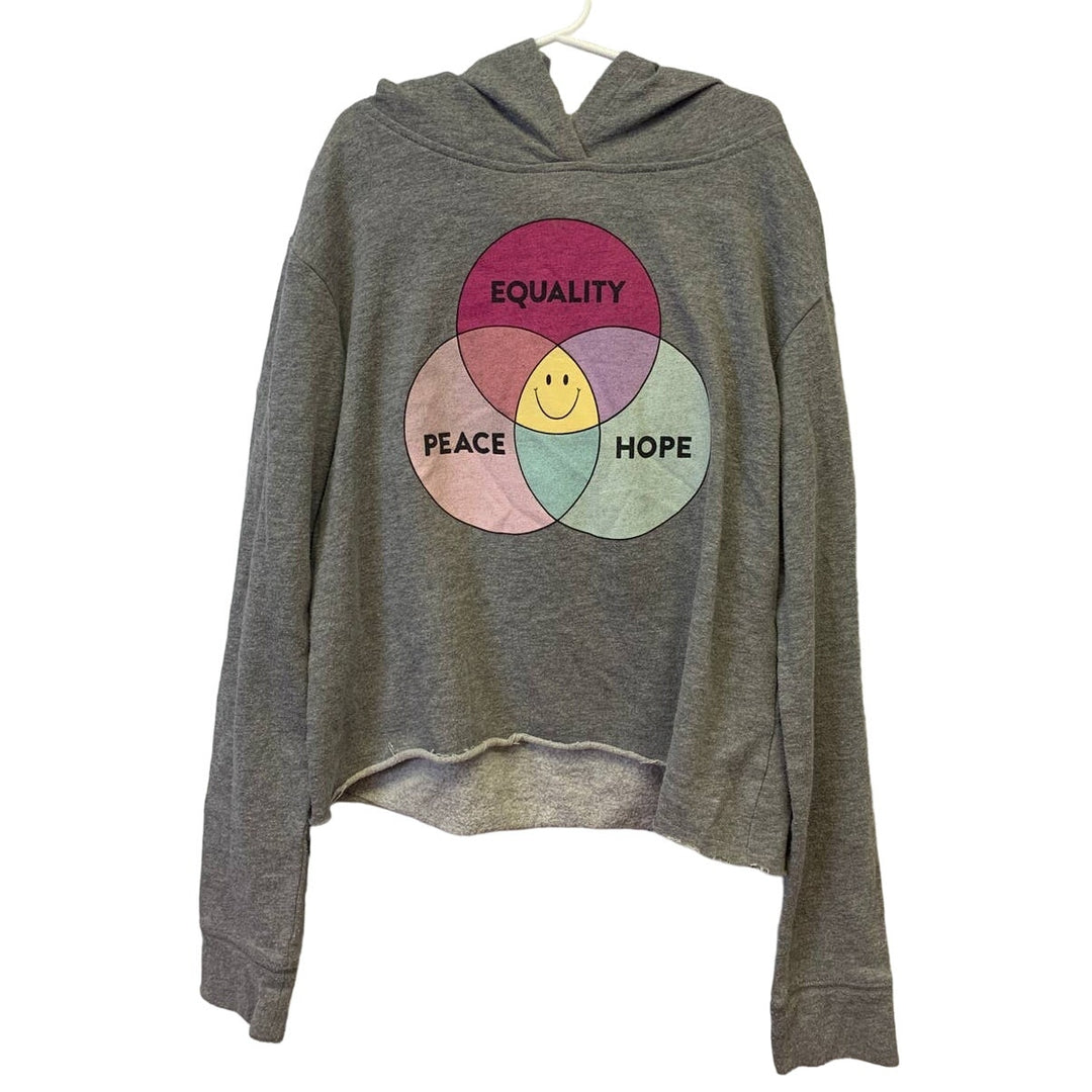 Justice Active Girls 12 Medium Long Sleeve Cutoff Equality Peace Hope Hoodie