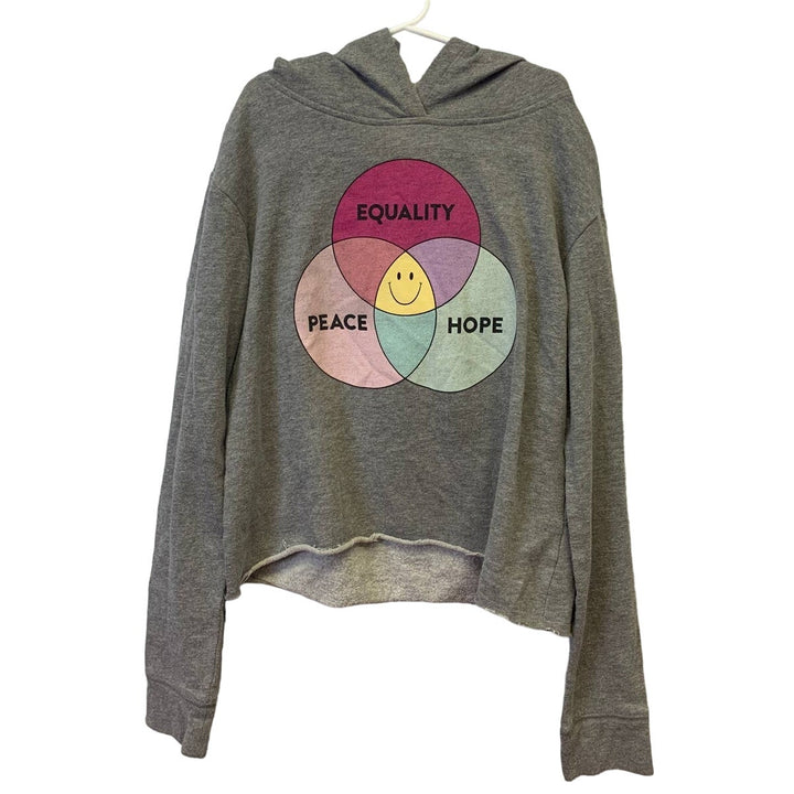 Justice Active Girls 12 Medium Long Sleeve Cutoff Equality Peace Hope Hoodie