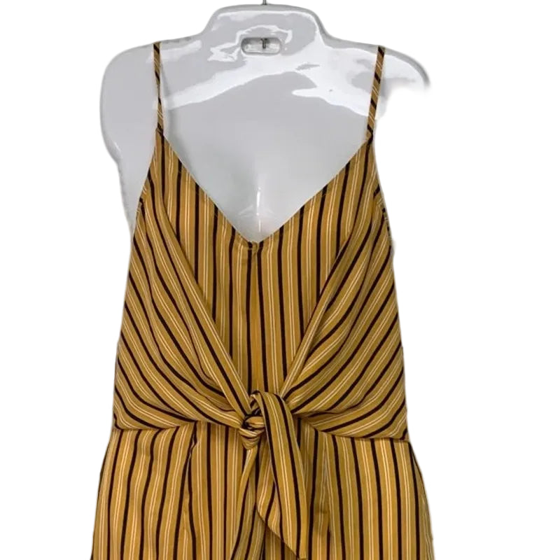 New Love J Womens Small Striped Thin Strap Front Tie Back Zip Jumpsuit Romper