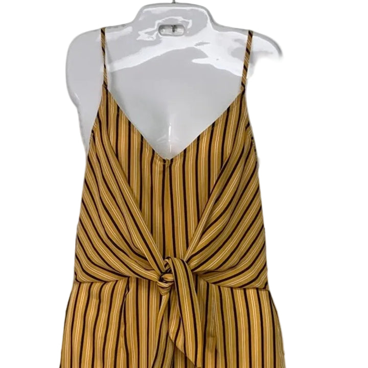 New Love J Womens Small Striped Thin Strap Front Tie Back Zip Jumpsuit Romper