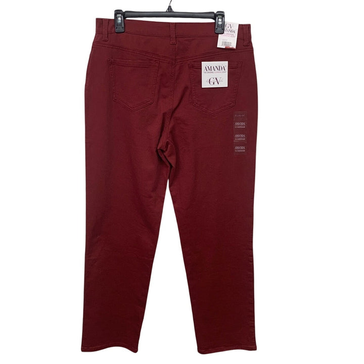 NWT Gloria Vanderbilt Womens Size 12 Amanda Deep Red Slimming Denim Cotton Jeans