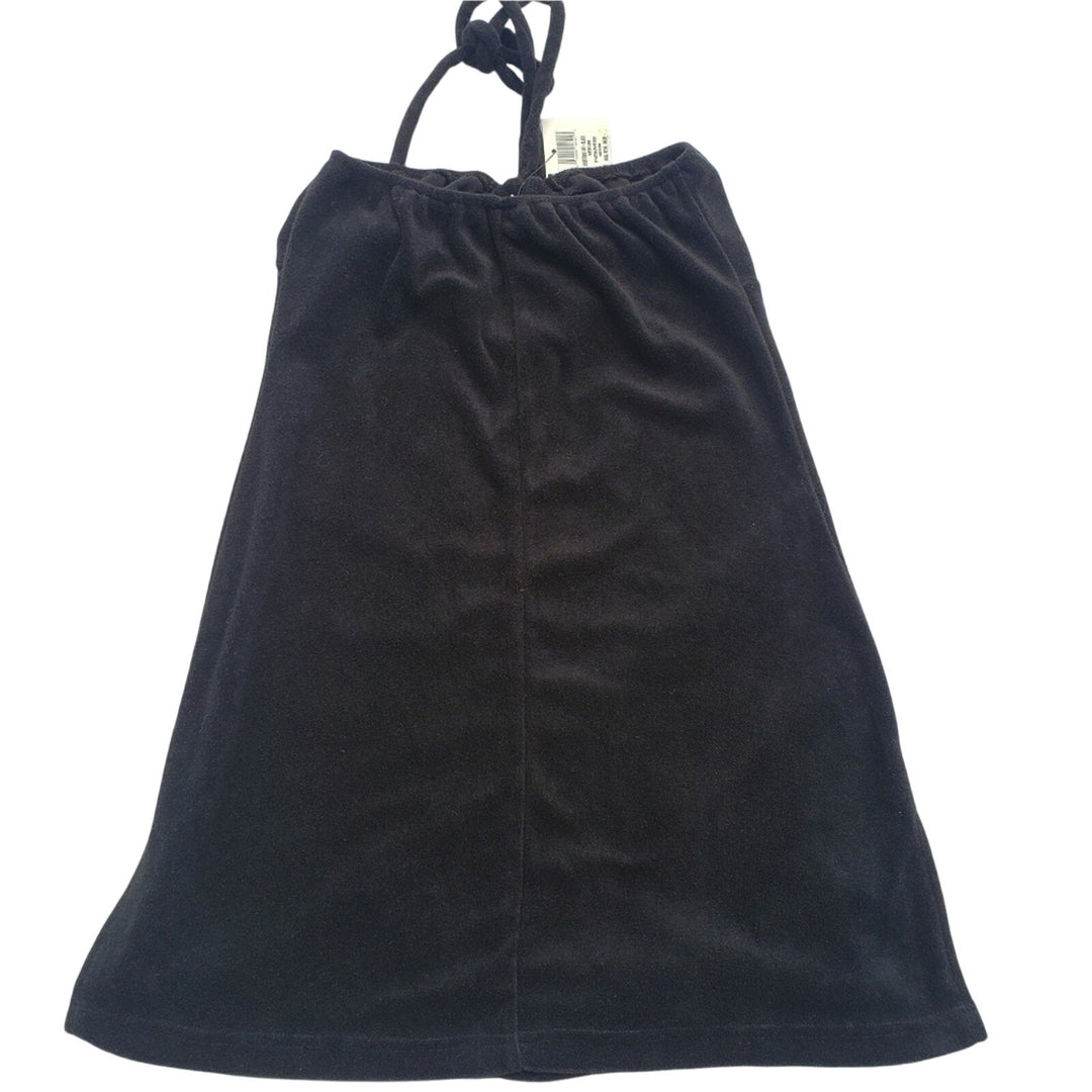 NWT New Hue Studio Echo Womens Medium Black Terry Cloth Halter Swimsuit Cover Up