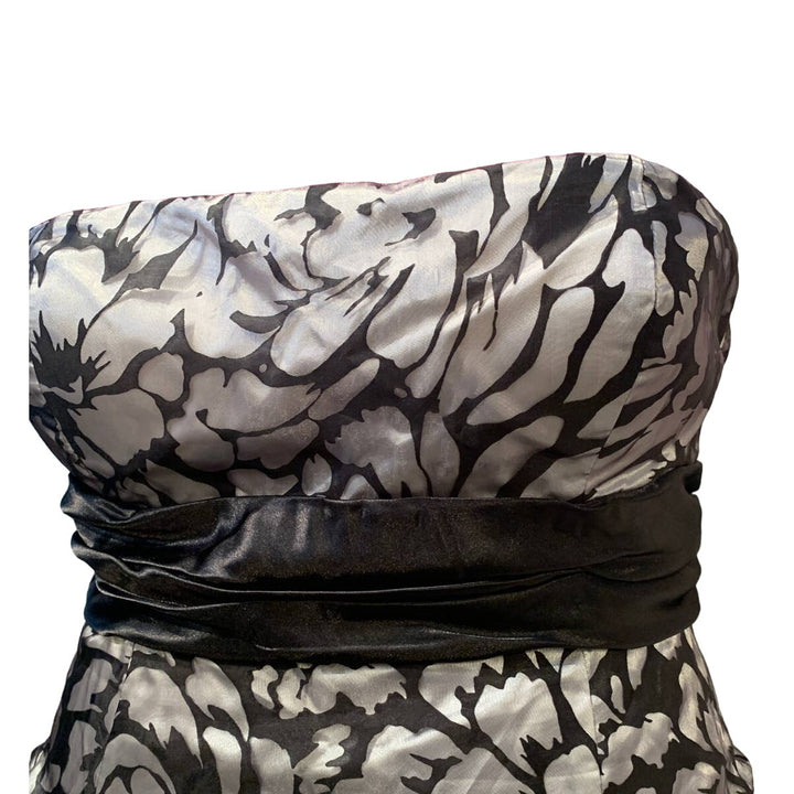 DB Studio Plus 18 Strapless Black Silver Belted Bubble Knee Length Formal Dress
