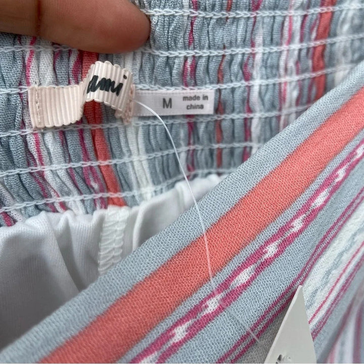 NWT New Mi Ami Womens Medium Striped Fluid Fully Lined Poly Rayon Cropped Pants