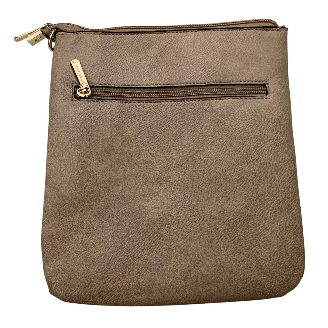Montana West Faux Leather Brown Multi Pocket Zipper Pouch Bag Clutch Purse