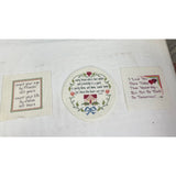 3 Handmade Vintage Counted Cross Stitch Heart Home Friends Ready to Frame Art