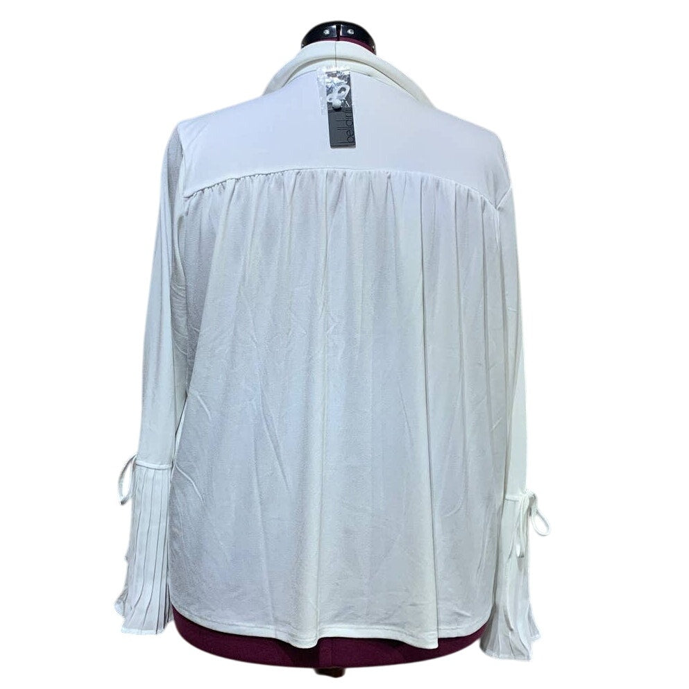 New Belldini Womens 2X Winter White Button Down Long Bell Sleeve Top Blouse