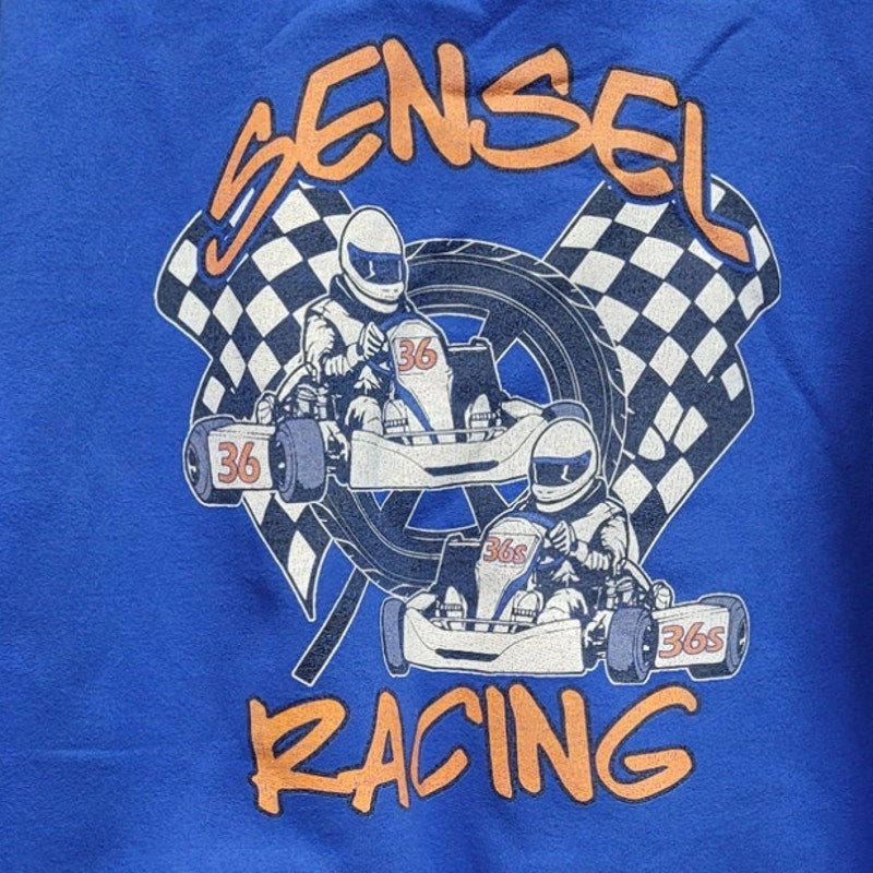 Sensel Racing Mens Small Long Sleeve Poly Cotton Hooded Sweatshirt Hoodie