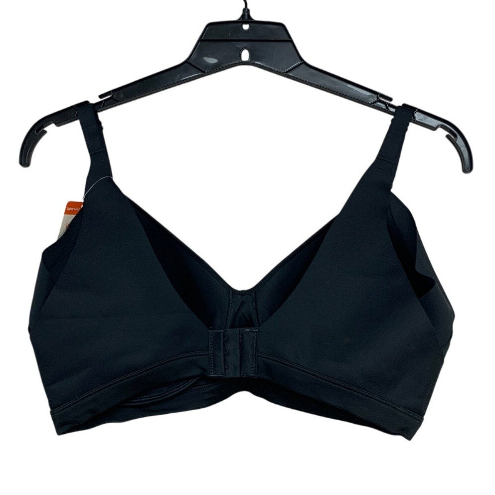 NWT New Warners Womens XL Black Thin Strap Hook Eye Closure Padded Wire Free Bra