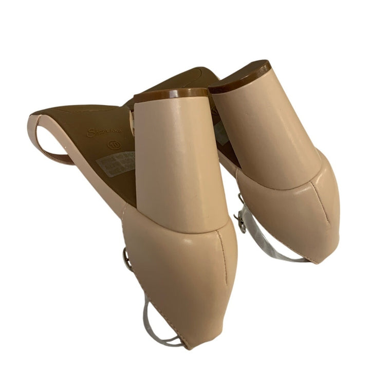 Shoe Land Womens Size 10 Beige 3.25" Heel Ankle Strap Open Round Toe Shoes