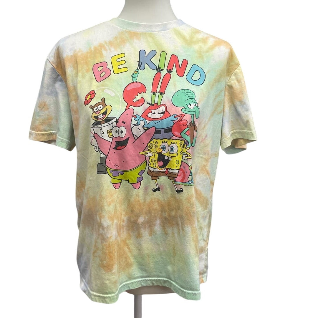 Spongebob Squarepants Womens Large Short Sleeve Crew Neck Tie Die Tee Shirt